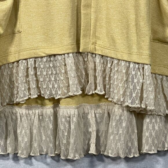 LOGO Lori Goldstein Topper Cardigan Sweater Women Size XS Yellow Hi-Lo Hem - Picture 16 of 16